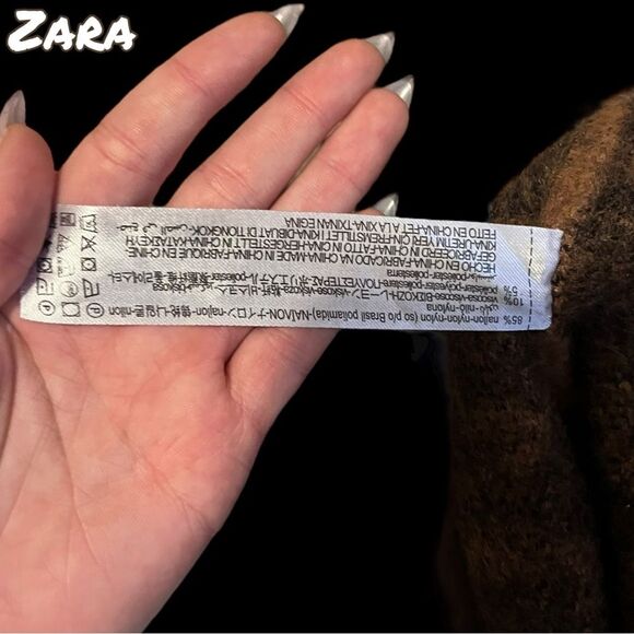 Preowned  EUC ZARA Leopard Print Fuzzy Knit Pullover Sweater - Size S - Picture 8 of 8